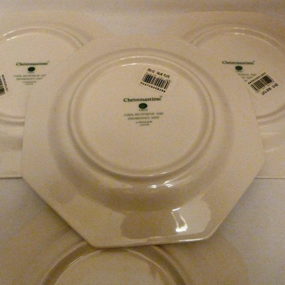 NIKKO Set of 4 Octagonal Christmastime Salad / Dessert Plates Never Used In Box - Picture 15 of 15